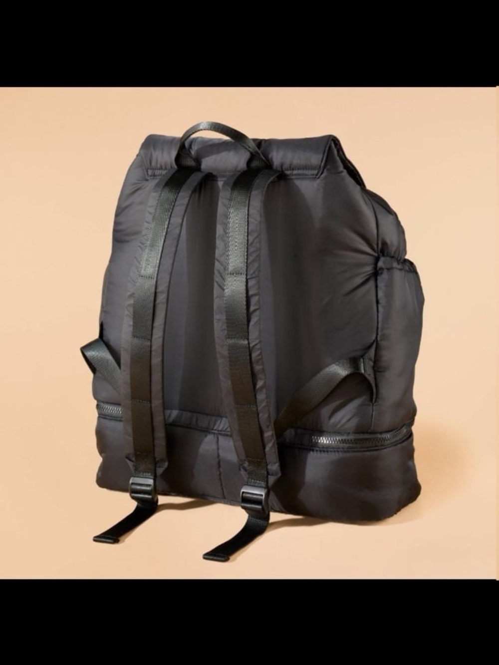 Black Quilted Nylon Backpack - Picture 2 of 8